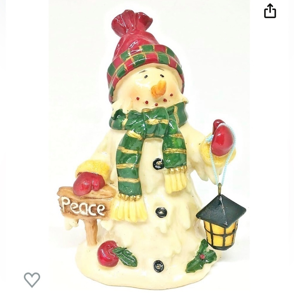 NWOT TJ’s Christmas Holiday Hand Painted Snowman Figurine Vinyl Modern Resin